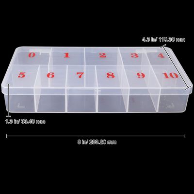 Beauticom 11 Space Nail Art Empty Storage Organizer Box Case Large - Frosted Color - For False Nail Tips, Vitamins, Accessories, 11 sections