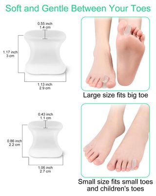 PGRODE 12 Pack Gel Toe Separators, Bunion Toe Spacers with 2 Sizes for Women Men Toe Pain Relief, Soft Silicone Toe Spacer for Crooked Toes, Overlapping Toes, Hammertoe Corrector(6L6S)