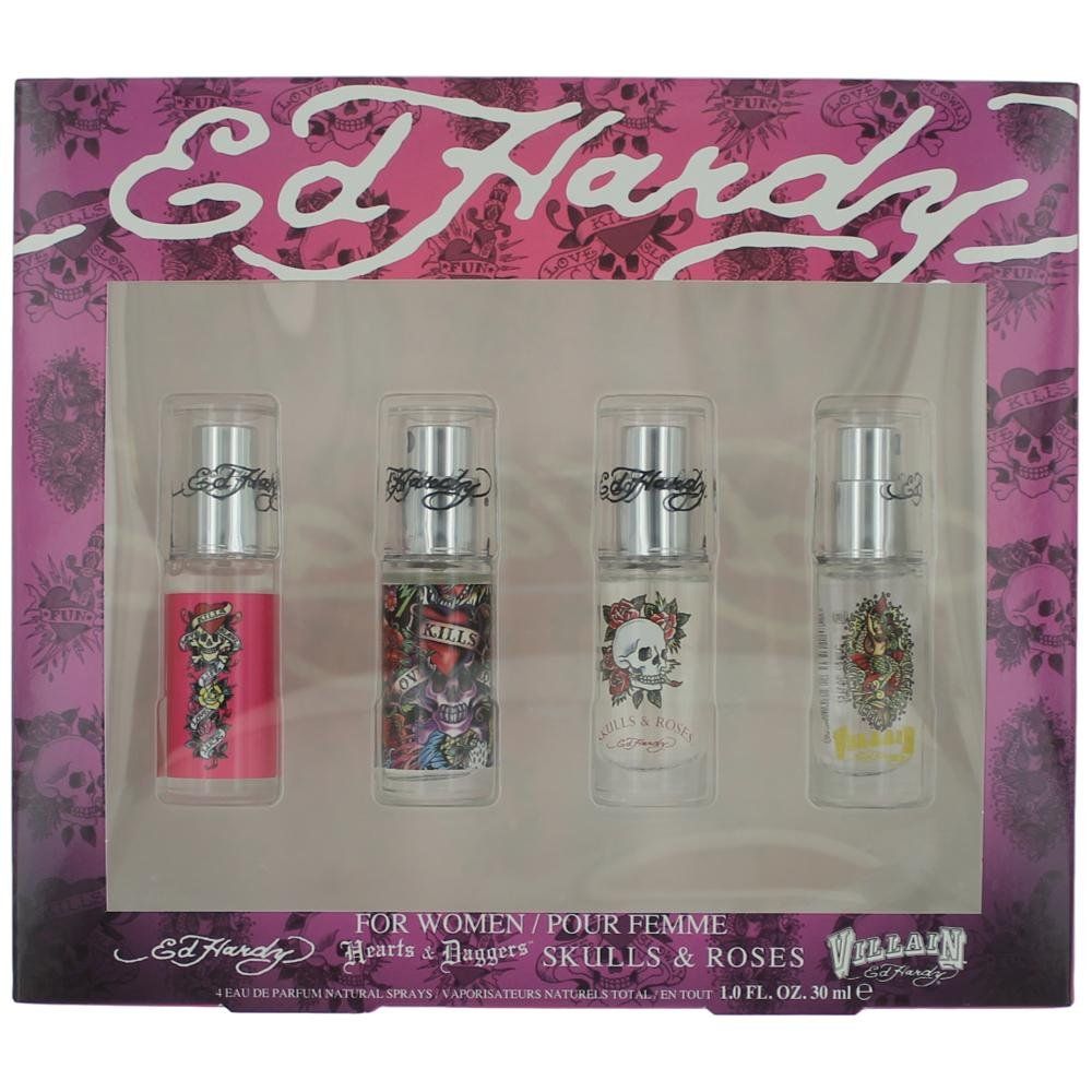 Ed Hardy by Christian Audigier Mini Variety Set for Women (Ed Hardy Classic, Hearts &amp; Daggers, Skulls &amp; Roses, Villain)