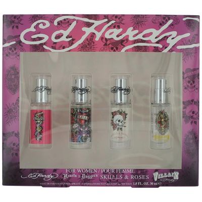 Ed Hardy by Christian Audigier Mini Variety Set for Women (Ed Hardy Classic, Hearts &amp; Daggers, Skulls &amp; Roses, Villain)