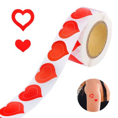 SAVITA 500 Piece Roll of 1 Inch Heart Shaped Body Stickers for Tanning, Self Adhesive Sunbathing Bed Stickers, Cute B06322