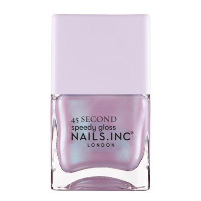 Nails Inc 45 Second Speedy Gloss, Lana, Lilac Shimmer, Metallic, No Chip, Long Lasting, Quick Dry, Air Dry, Professional Manicures &amp; Pedicures, Fingernails &amp; Toenails, Vegan Nail Polish, 0.47 Fl Oz