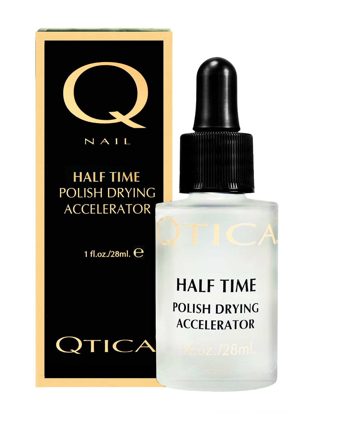 Qtica Half Time Polish Drying Accelerator - Fast-Dry Top Coat Nail Polish Dryer for Manicures &amp; Pedicures - No Smudge, No Streak, No Dents - Quick-Dry Nail Solution for Long-Lasting Wear 1oz