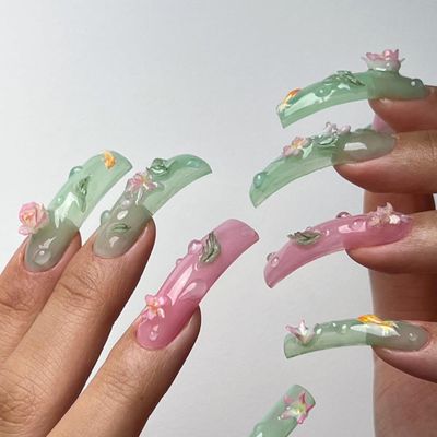 Wellquinn Curved Square Nail Tips Full Cover Nails XXL Clear Press on Extra Curve Acrylic False Nails for Nail Extension 500Pcs 10 Sizes