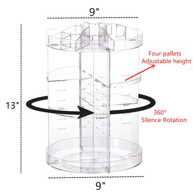 Cq acrylic 360 Degree Rotating Makeup Organizer Countertop For Vanit,Adjustable Make up Holder Height,Clear Plastic Spinning Skincare Organizer for Skin Care Beauty Product Bathroom Organizer,1Pcs