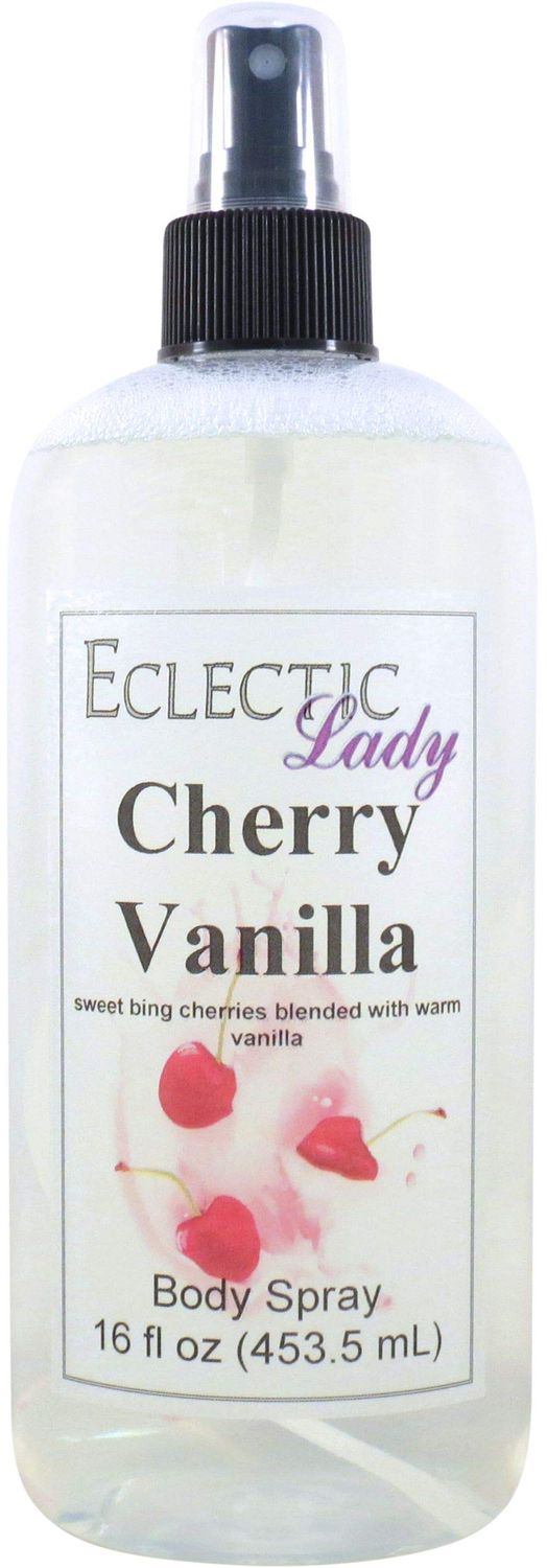 Eclectic Lady Cherry Vanilla Body Spray, 16 ounces, Body Mist for Women with Clean, Light &amp; Gentle Fragrance, Cologne with Soft, Subtle Aroma For Daily Use