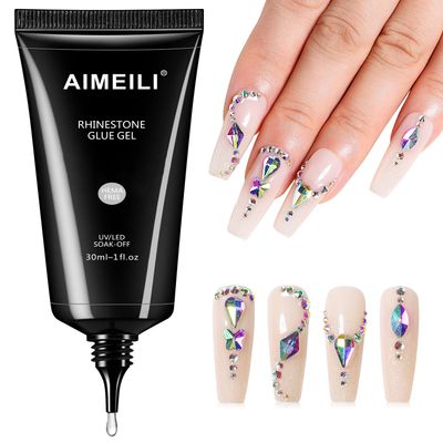 AIMEILI Hema Free Nail Rhinestone Glue for Nails, Cruelty Free, Vegan, Gel Nail Glue for Nail Charms Decoration