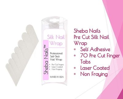 SHEBA NAILS Silk Nail Wrap Self-Adhesive Pre Cut Fingers - White, 70 Finger Tabs