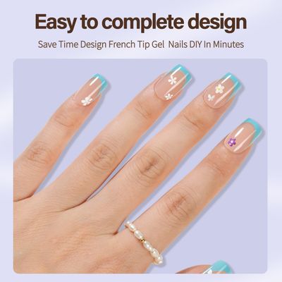 Misssix XBASICTIPS French Tip Press On Nails, 150 Pcs Short Square French Gel Nail Tips, Soft Gel Pre-shaped No File Need Fake Nails for Nail Art DIY Extension Designs, 15 Sizes