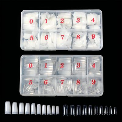 1000pcs Clear and Natural Square Nail Tips,10 Size French Nail Tips For Acrylic Nails Half Cover False Nails Extension Artificial Fingernails