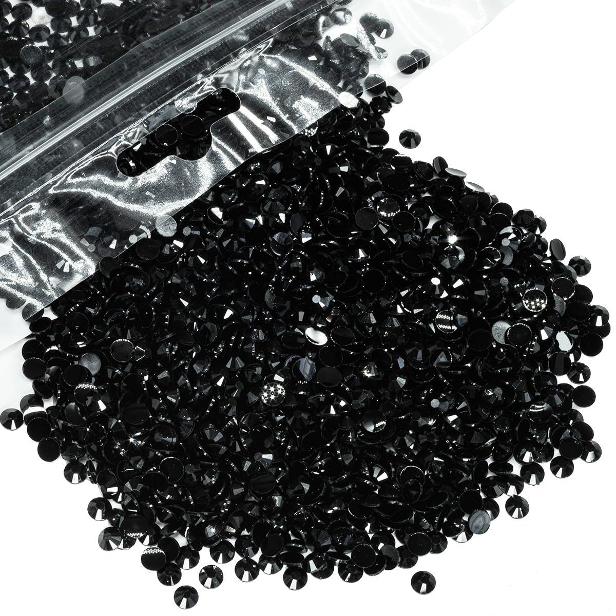 qiipii 3000PCS 5mm Black Resin Rhinestones for Crafting Flatback Jelly Stones Bulk SS20 Non-Hotfix Diamonds Crystals Gems for Nails Face Eyes Makeup Mugs Tumblers Bottles Cups DIY Crafts Clothes Shoes