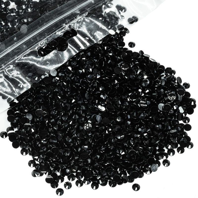 qiipii 3000PCS 5mm Black Resin Rhinestones for Crafting Flatback Jelly Stones Bulk SS20 Non-Hotfix Diamonds Crystals Gems for Nails Face Eyes Makeup Mugs Tumblers Bottles Cups DIY Crafts Clothes Shoes