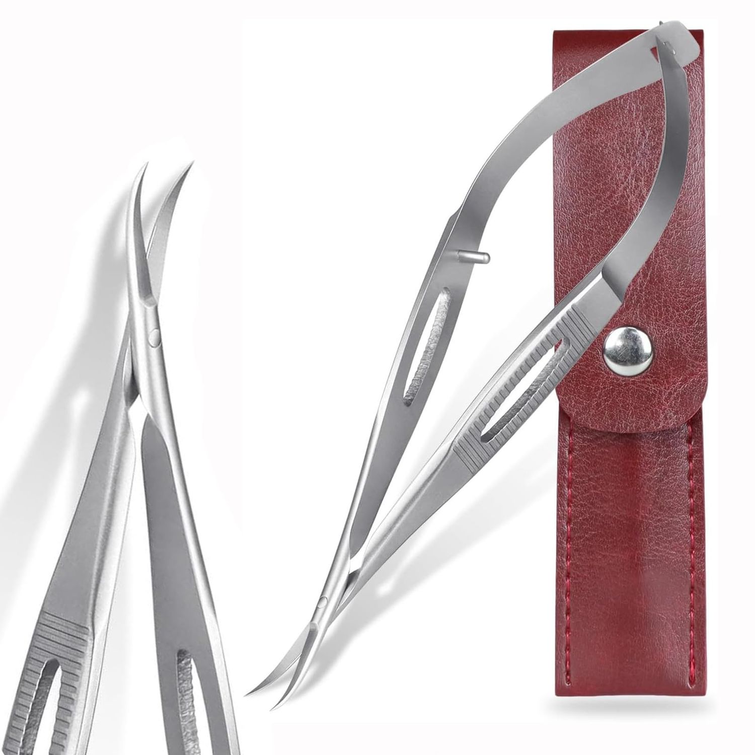 SG NEKOO Cuticle Scissors Extra Fine Curved Professional - Ultra Sharp 15 Blade for Precise Brow, Eyelash &amp; Nail Grooming - Stainless Steel Cuticle Trimmer with Travel Case (4.57 Compact)