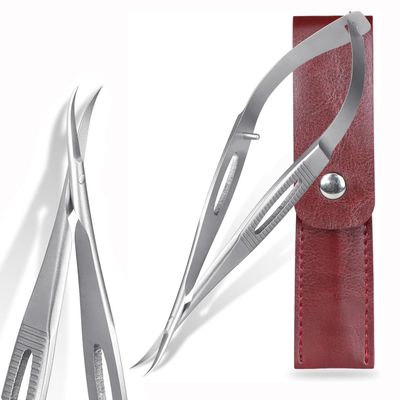 SG NEKOO Cuticle Scissors Extra Fine Curved Professional - Ultra Sharp 15 Blade for Precise Brow, Eyelash &amp; Nail Grooming - Stainless Steel Cuticle Trimmer with Travel Case (4.57 Compact)