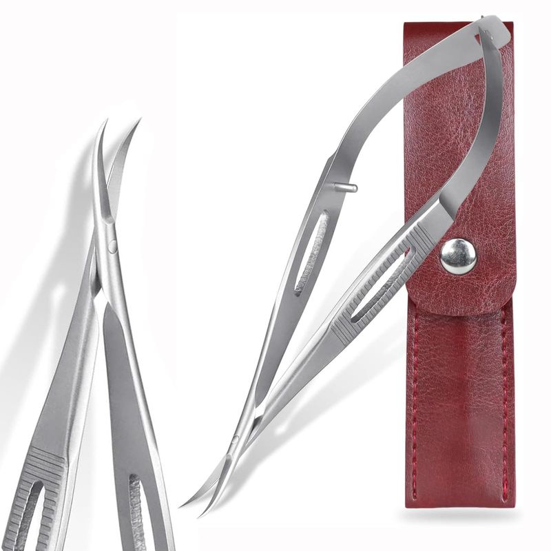 SG NEKOO Cuticle Scissors Extra Fine Curved Professional - Ultra Sharp 15 Blade for Precise Brow, Eyelash &amp; Nail Grooming - Stainless Steel Cuticle Trimmer with Travel Case (4.57 Compact)
