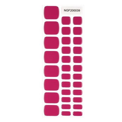 Wekcekcek Semi Cured Gel Toenail Strips, 32 Rose Red Gel Toenail Stickers - Works with Any UV Lamps Pedicure Strips Full Nail Wraps with Nail File & Wood Stick