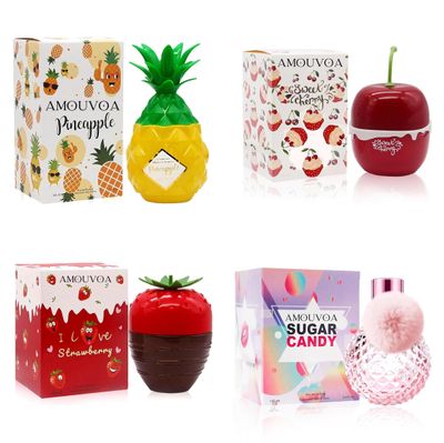 AMOUVOA (Pack of 4 Perfume Collection Fragrance for Women (I Love StrawberrySweet CherrySweet CandyPineapple), Eau de Parfum Natural Spray - Gift Set Each 3.4 Fl Oz, Total 13.60 Oz
