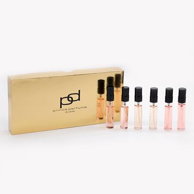 Prince Parfums Dubai Womens Discovery Kit - Essence of Elegance - 6 x 5ML Collection of Amber Floral, Vanille Patchouli, and Amira - Extrait de Parfum Samples - Long Lasting