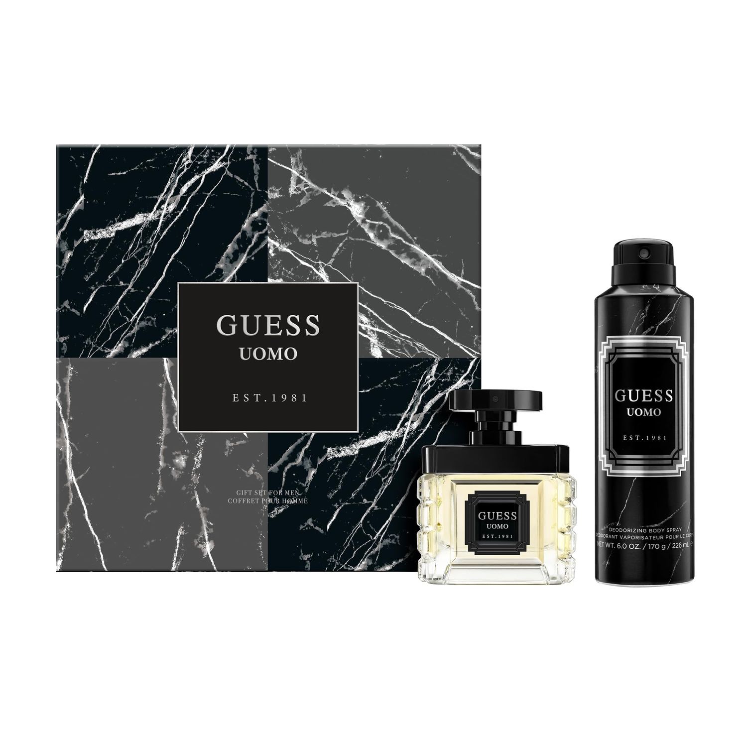 GUESS Uomo Eau de Toilette 2 Piece Gift Set - Cologne Spray 1.7 Fl. Oz. &amp; Deodorizing Body Spray 6.0 Oz.