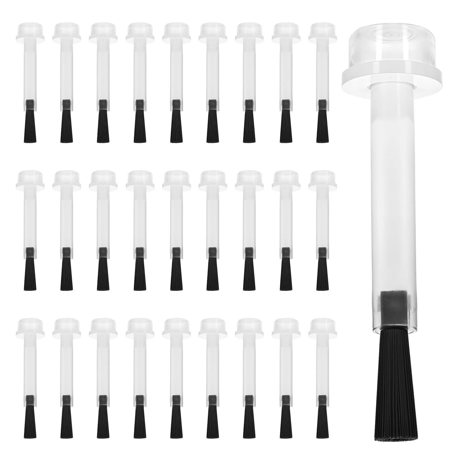 Piriuuo 30 Pcs Replacement Nail Polish Brush Kit, Disposable Nail Art Brushes Set Soft Bristles Nail Brushes with Handle Dip Powder Liquid Replacement Brushes for DIY Nail Art Salon