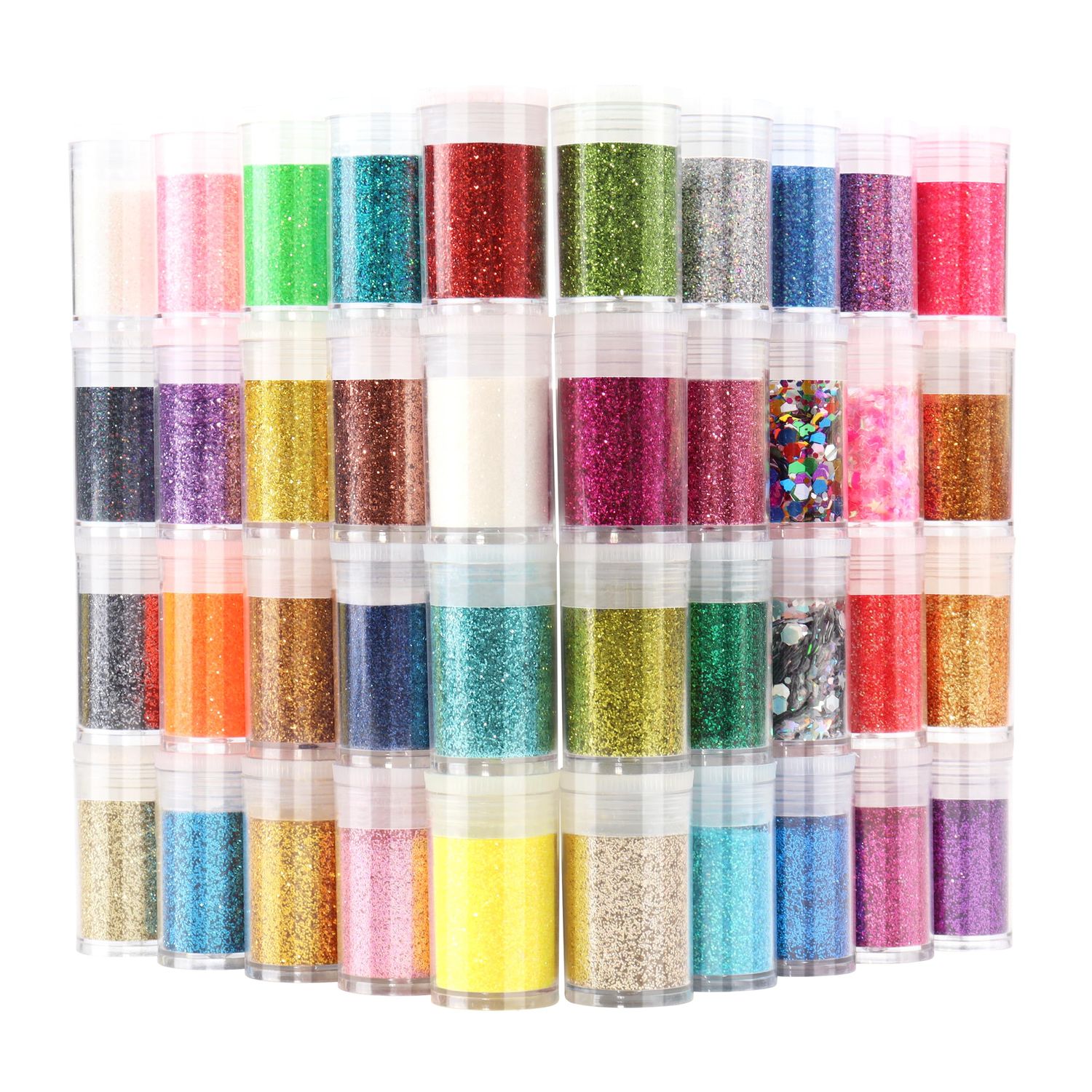 CIYOWTA Fine Glitter for Epoxy Resin, Set of 40 Colors, for Tumblers Cup Glass Slime, Cosmetic Ultra Fine Glitter for Nails Body Face Hair