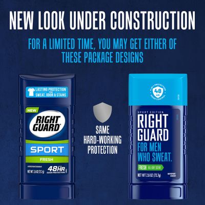 Right Guard Sport Invisible Solid Antiperspirant &amp; Deodorant | 4-in-1 Protection for Men | 48-Hour Odor Control, Fresh Scent, 2.6 oz. (6 count)