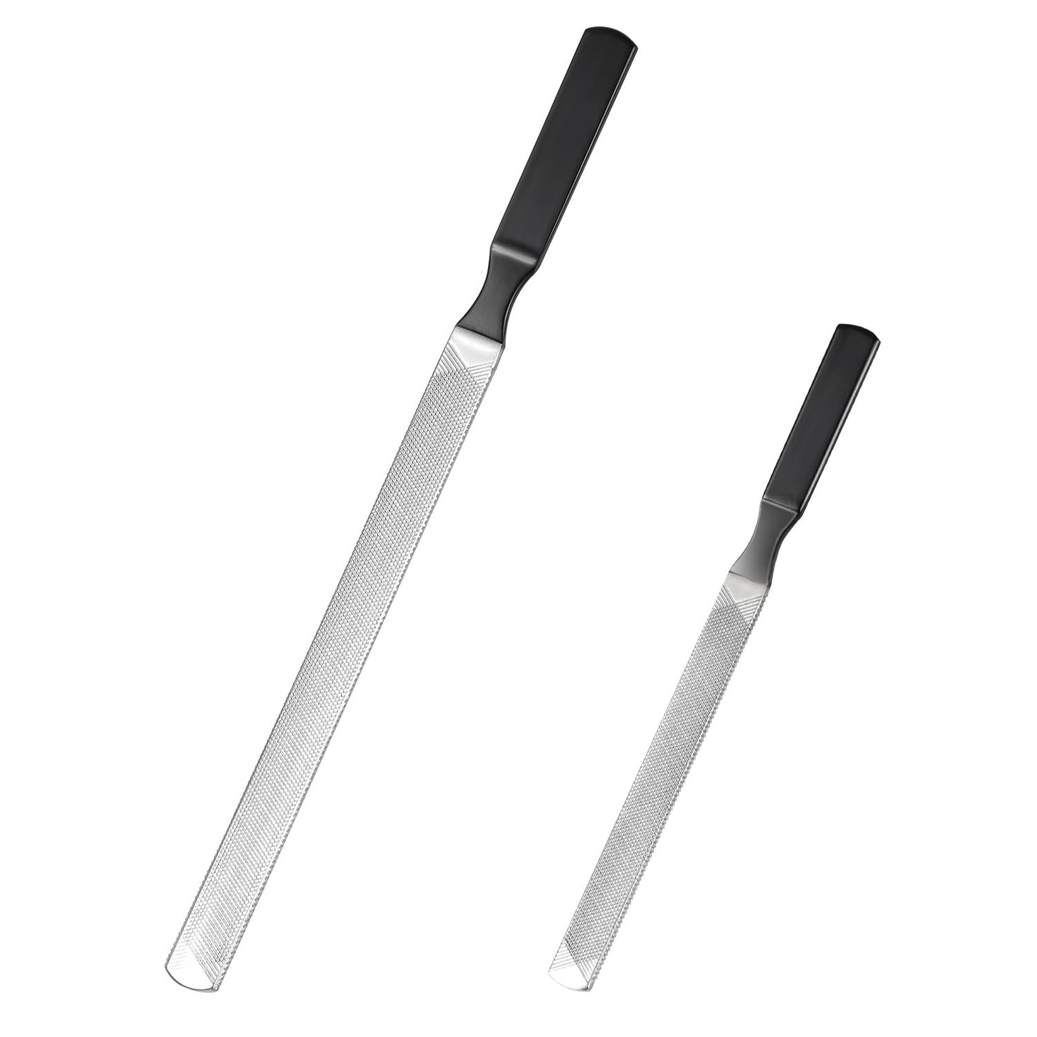 Dimeho 2 Pcs Toe Nail Files for Thick Nails, Professional Stainless Steel Nail File 4 Sides Fingernail Files with Anti-Slip Handle Dog Nail File Reusable Manicure Filer for Men Seniors and Dogs