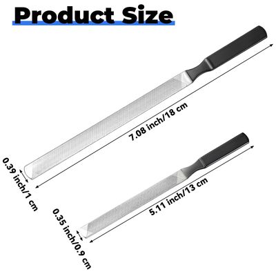 Dimeho 2 Pcs Toe Nail Files for Thick Nails, Professional Stainless Steel Nail File 4 Sides Fingernail Files with Anti-Slip Handle Dog Nail File Reusable Manicure Filer for Men Seniors and Dogs