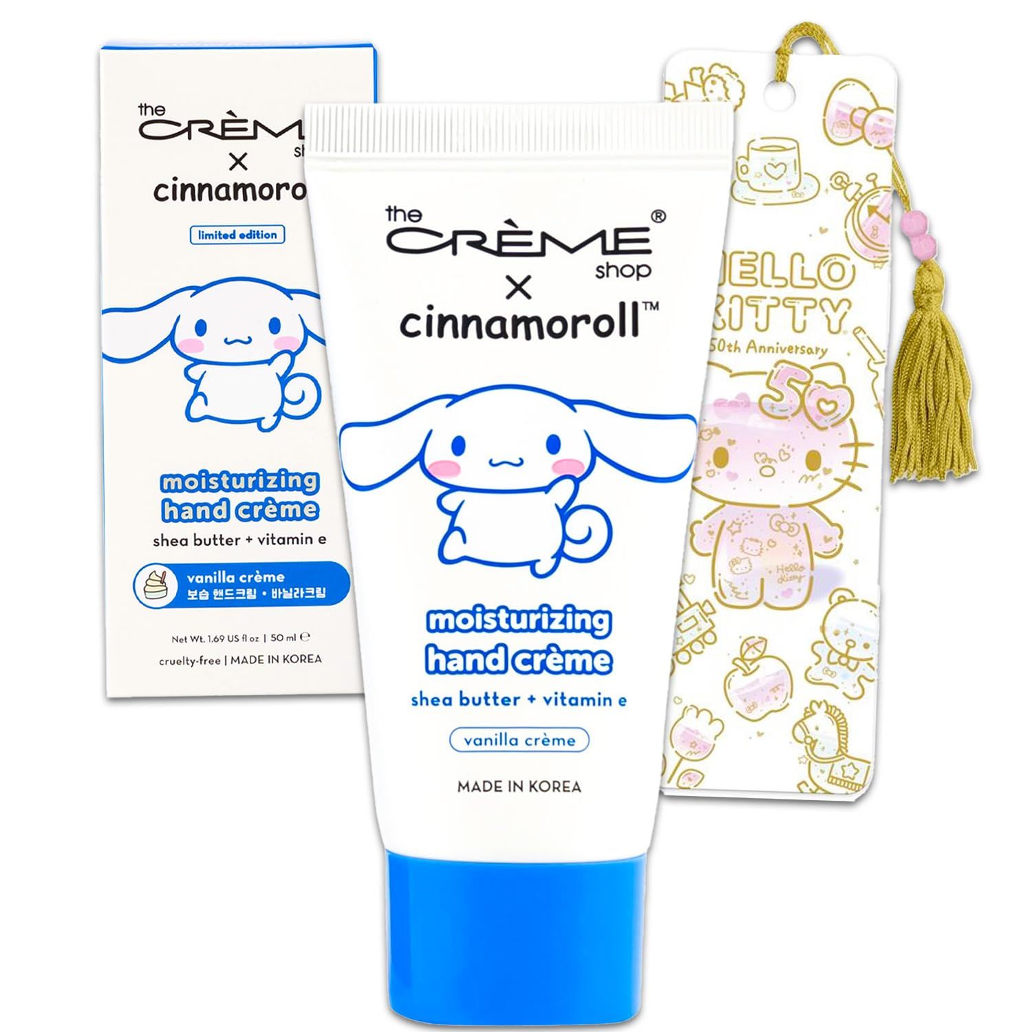 The Creme Shop x Cinnamoroll Hand Lotion Pack - Bundle with 1.69 Oz The Creme Shop x Cinnamoroll Lotion Scent Vanilla Creme Plus Bookmark | Sanrio Lotion Set