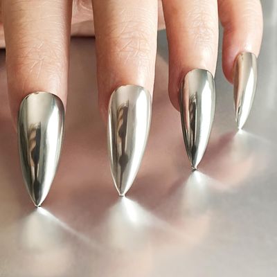 FNNZ Chrome Nail Powder, Champagne Silver Metallic Nail Powder Pigment Premium Mirror Effect Salon Nail Art Glitter Dust for Gel Polish Decoration Home DIY Nail Manicure Supplies