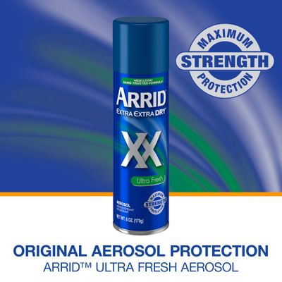 Arrid XX Extra Extra Dry Ultra Clear Aerosol Antiperspirant Deodorant, Ultra Fresh ,Twin Pack, 6 Ounce (Pack of 2) Packaging May Vary
