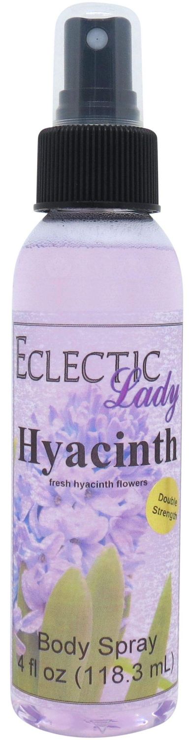 Eclectic Lady Hyacinth Body Spray, Double Strength, 4 ounces, Body Mist for Women with Clean, Light &amp; Gentle Fragrance, Cologne with Soft, Subtle Aroma For Daily Use