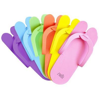 ZMOI 12 Pairs Disposable Pedicure Slippers - Anti-Slip EVA Foam One Size Fits All Flip Flops for Pedicure - Comfortable and Safe - 6 Fun Colors - Ideal for Spa, Nail Salon