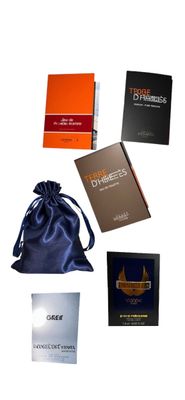 Luxury Fragrance Sample Set with Satin Pouch, 5 Designer Perfumes Collection