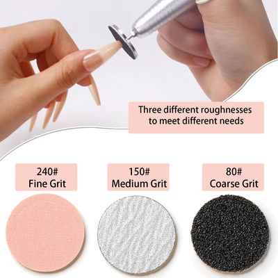 ERUIKA 60pcs Sanding Paper Discs with 25mm Metal Nail Drill Bits,80150240 Grits for Manicure Pedicure,Nail Drill Foot Files Electric Remover Dead Skin Callus Tool (Black/White/Pink)