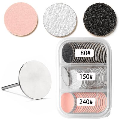 ERUIKA 60pcs Sanding Paper Discs with 25mm Metal Nail Drill Bits,80150240 Grits for Manicure Pedicure,Nail Drill Foot Files Electric Remover Dead Skin Callus Tool (Black/White/Pink)