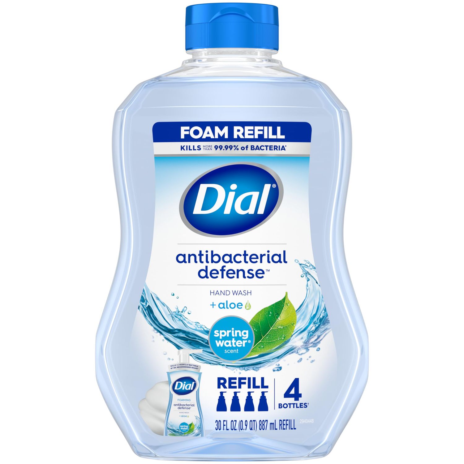 Dial Antibacterial Foaming Hand Wash Refill, Spring Water, 30 Ounce