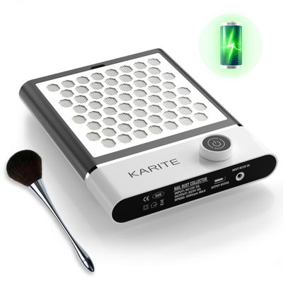 KARITE Nail Dust Collector with Cleanable &amp; Reusable Filter, Electric Dust Collector Nail Tech with 4 Turbofans Strong and Adjustable Suction, Low Noise, 4000mAh Battery, High Endurance, Nail Salon