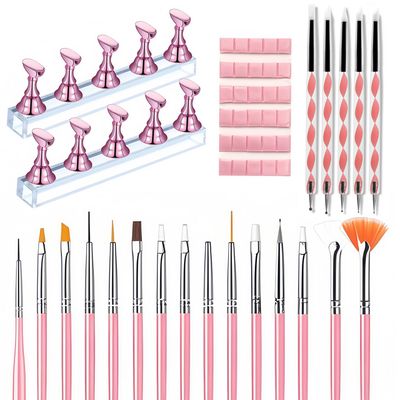 30-Piece Nail Art Brush &amp; Dotting Tool Set with Stand &amp; Holder - Professional Acrylic Nail Design Kit for Salon &amp; Beginners