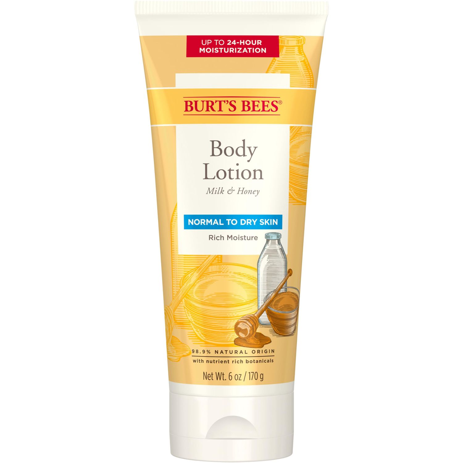 Burts Bees Body Lotion for Normal to Dry Skin with Milk &amp; Honey, 6 Oz (Package May Vary)