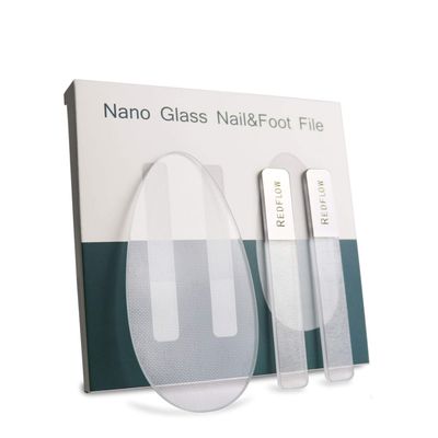 RedFlow Glass Nail File,Nail Buffer Set Contains 2 Nano Glass Nail Files and 1 Nano Glass Foot File,Professional Manicure Set,Nail Files for Natural Nails Removing Calluses