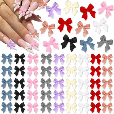 RODAKY 200PCS Bow Nail Charms Colorful 3D Bowknot Charms for Nail Art Resin Flatback Nail Stud Cute Charms Decoration for Womens Manicure DIY Nail Supplies