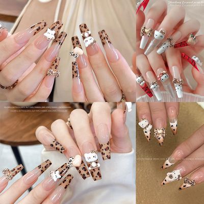 Cute 3D Nail Charms 60Pcs Cartoon Leopard Print Cat Nail Art Charms Jewelry Supply Kawaii 3D Leopard Print Cat Nail Gems Rhinestones for Acrylic Nails DIY Craft Phone Case Decoration