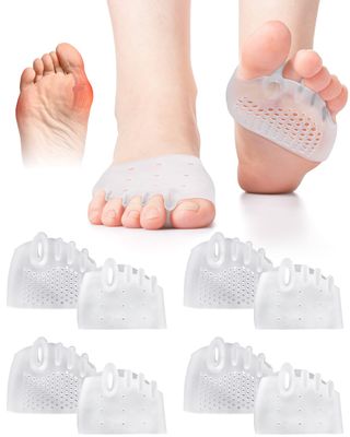 snqqmtt 4 Pairs Silicone Toe Spacers Separators for Women Men Bunion Corrector, Hammertoe Straightener, Breathable Metatarsal Foot Support Pads Toe Cushions for Pain Relief (Clear)