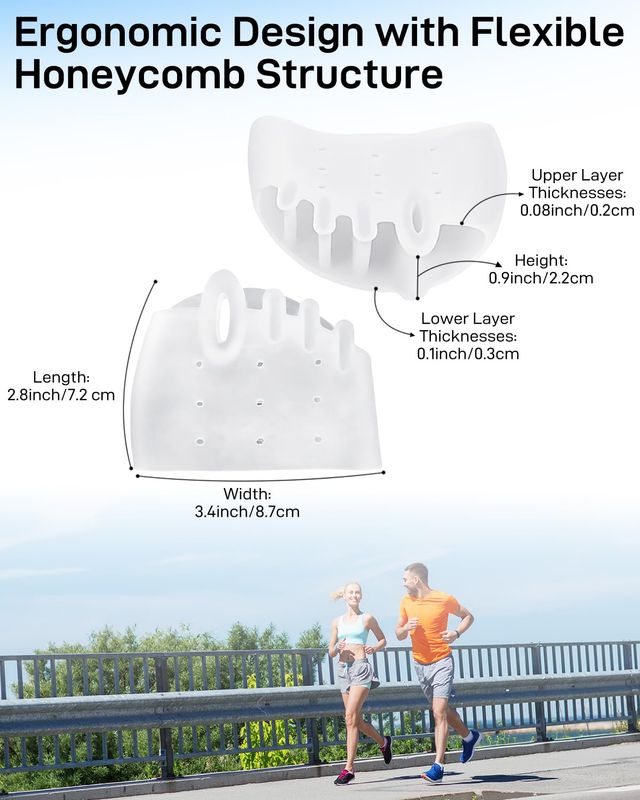 snqqmtt 4 Pairs Silicone Toe Spacers Separators for Women Men Bunion Corrector, Hammertoe Straightener, Breathable Metatarsal Foot Support Pads Toe Cushions for Pain Relief (Clear)