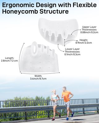 snqqmtt 4 Pairs Silicone Toe Spacers Separators for Women Men Bunion Corrector, Hammertoe Straightener, Breathable Metatarsal Foot Support Pads Toe Cushions for Pain Relief (Clear)