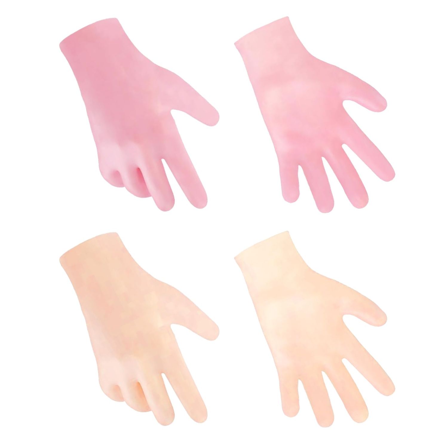 MoyRetty Silicone Moisturizing Gloves 2 Pairs, Flexible &amp; Durable, Ideal for Dry Hands, Home Spa Experience - Pink &amp; Beige