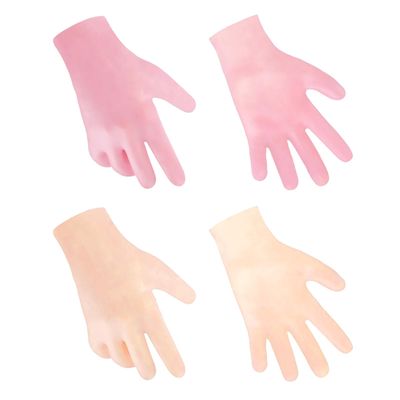 MoyRetty Silicone Moisturizing Gloves 2 Pairs, Flexible &amp; Durable, Ideal for Dry Hands, Home Spa Experience - Pink &amp; Beige