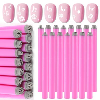 SILPECWEE 15PCS Nail Stamp Pen Set, Nail Flower Design Stamping Tools Butterfly Snowflake Floral Nail Art Stamper Pen Manicure for Women &amp; Girls DIY Home Salon Accessories