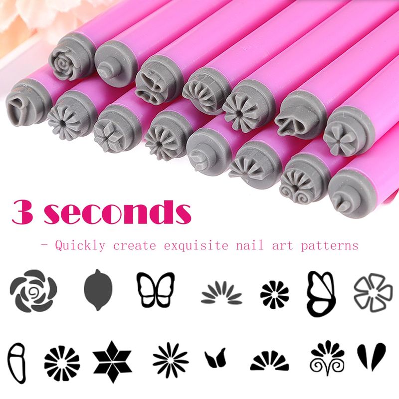 SILPECWEE 15PCS Nail Stamp Pen Set, Nail Flower Design Stamping Tools Butterfly Snowflake Floral Nail Art Stamper Pen Manicure for Women &amp; Girls DIY Home Salon Accessories